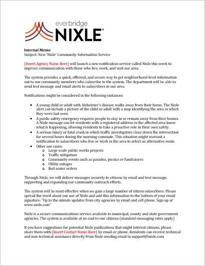 Nixle Internal Memo