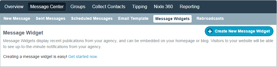 Nixle Message Widget Create Screen