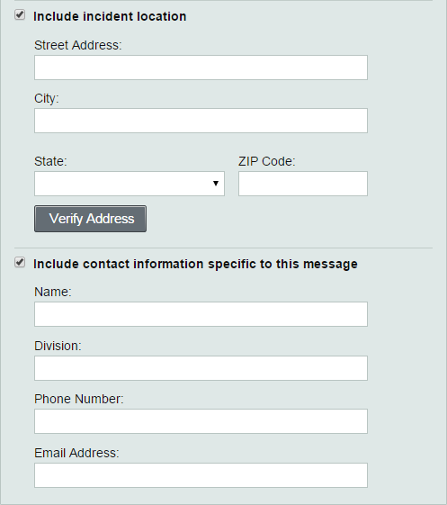 Nixle Incident Location And Contact Information Box