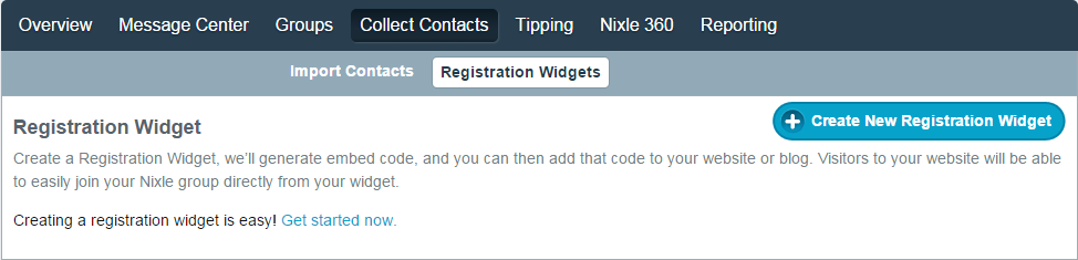 Registration Widget Create Hub